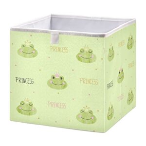 jiponi cute princess frogs foldable storage basket bin, storage cube box organizers for toys, clothes, closet, shelves 11x11x11 in