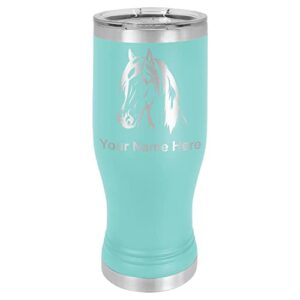 lasergram 20oz vacuum insulated pilsner mug, horse head 1, personalized engraving included (teal)