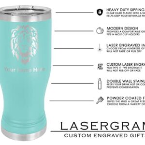 LaserGram 20oz Vacuum Insulated Pilsner Mug, Horse Head 1, Personalized Engraving Included (Teal)