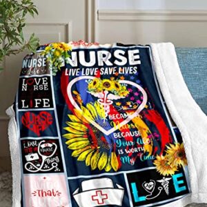 Nurse Gifts for Women,Nurse Theme Blanket,RN Gifts for Nurses,Plush Sherpa Blanket Gifts for Women Nurses,Nurses Week Gifts,Funny Nurse Gifts Blanket,Cozy Fuzzy Throw Blankets for Couch Bed,50"x60"