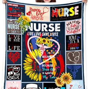 Nurse Gifts for Women,Nurse Theme Blanket,RN Gifts for Nurses,Plush Sherpa Blanket Gifts for Women Nurses,Nurses Week Gifts,Funny Nurse Gifts Blanket,Cozy Fuzzy Throw Blankets for Couch Bed,50"x60"