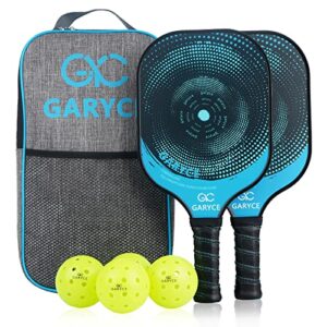 garyce pickleball paddles set of 2, pickleball paddle with fiberglass face and polypropylene honeycomb core, pickleball set of 4 balls and 1 pickleball bag for beginners to professional