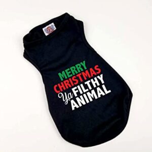 Christmas Dog Shirt, Merry Christmas Ya Filthy Animal Dog Shirt, Shirt for Puppies to Dogs 90 Pounds, Machine Washable, Fits Small Medium and Large Dogs, Clothes for Dogs XXS- 2-4 lbs