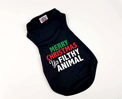 Christmas Dog Shirt, Merry Christmas Ya Filthy Animal Dog Shirt, Shirt for Puppies to Dogs 90 Pounds, Machine Washable, Fits Small Medium and Large Dogs, Clothes for Dogs XXS- 2-4 lbs