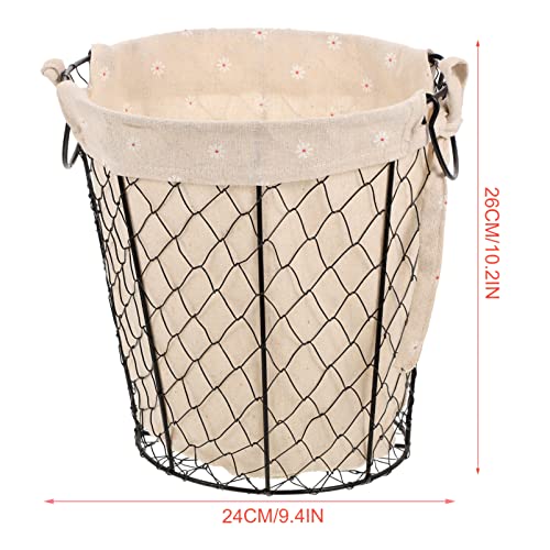 Zerodeko Metal Wire Laundry Hamper with Liner Iron Storage Basket Reusable Desktop Storage Organizer Dirty Clothes Bin Basket for Bathroom Laundry Closet Black