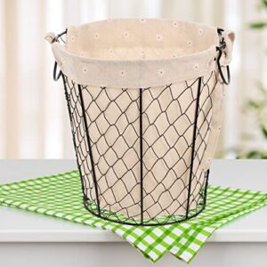 Zerodeko Metal Wire Laundry Hamper with Liner Iron Storage Basket Reusable Desktop Storage Organizer Dirty Clothes Bin Basket for Bathroom Laundry Closet Black