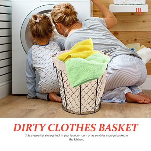 Zerodeko Metal Wire Laundry Hamper with Liner Iron Storage Basket Reusable Desktop Storage Organizer Dirty Clothes Bin Basket for Bathroom Laundry Closet Black