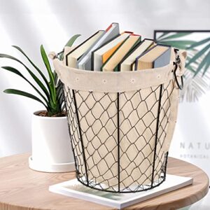 Zerodeko Metal Wire Laundry Hamper with Liner Iron Storage Basket Reusable Desktop Storage Organizer Dirty Clothes Bin Basket for Bathroom Laundry Closet Black