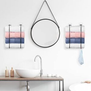 Towel Rack, 2 Set Towel Racks for Bathroom, Towel Holder with Hooks, Towel Holder for Bathroom Wall, Self-Adhesive Towel Storage, No Drilling, No Damage to The Wall, Black