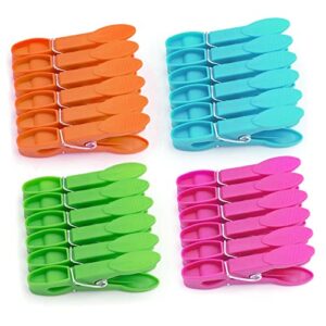 24pcs plastic clothespins, heavy duty laundry clothespins, air-drying clothing pin set, towel clips clothes pins spring clips, beach towel clips