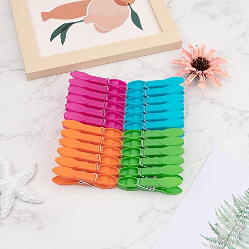 24Pcs Plastic Clothespins, Heavy Duty Laundry Clothespins, Air-Drying Clothing Pin Set, Towel Clips Clothes Pins Spring Clips, Beach Towel Clips