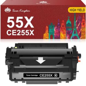 toner kingdom compatible 55x toner cartridge replacement for 55x 55a ce255x ce255a black toner for laserjet enterprise p3015dn p3015n p3015x p3015 pro mfp m521dn m525dn m525c m525 printer-1 pack