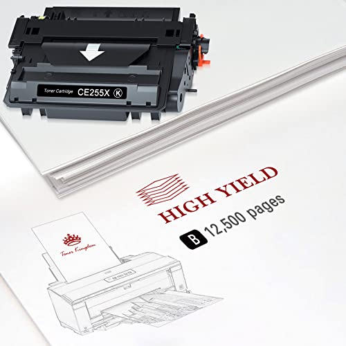 Toner Kingdom Compatible 55X Toner Cartridge Replacement for 55X 55A CE255X CE255A Black Toner for Laserjet Enterprise P3015dn P3015n P3015x P3015 Pro MFP M521dn M525dn M525c M525 Printer-1 Pack
