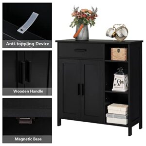 WEENFON Storage Cabinet with Doors and Shelves, Floor Storage Cabinet with Drawer, Accent Cabinet for Living Room, Bedroom, WFSNG04H