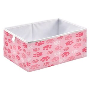 Kigai Pink Dog Paw Cube Storage Bins - 11x11x11 In Large Foldable Storage Basket Fabric Storage Baskes Organizer for Toys, Books, Shelves, Closet, Home Decor
