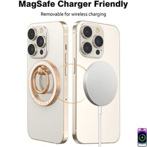 Magnetic Phone Ring Holder for MagSafe - Allengel Magnetic Phone Ring Holder Stand, Adjustable Kickstand for iPhone 14 Pro, 14 Pro Max, 14 Plus, 14, 13 and 12 Series (White Ceramic)