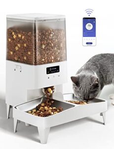 automatic cat feeders, wifi 5l automatic pet feeder with anti-stuck design, programmable cat food dispenser for 1-2 cats and dogs, 60 portion 10 meal per day