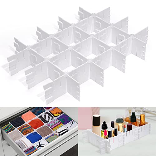 SELFIE CAT Acrylic Drawer Divider Board Set 40PCS Adjustable DIY Drawer, No Need to Cut, Organizer Separator for Socks Underwear Lipstick Kitchen Bedroom