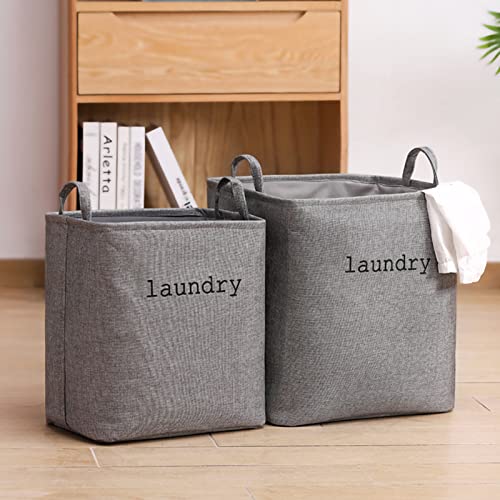 AOKID Laundry Bag with Handle Large Capacity Collapsible Laundry Baskets Saving Space Dirty Clothes Hamper for Bedroom Living Room Dorm Grey L 2#