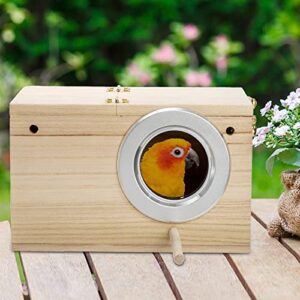 Hiceeden 2 Pack Parakeet Nest Box, Natural Wood Bird Nesting Box, Small Bird House Breeding Box for Budgie Lovebirds, Cockatiel, Parrots Mating, Aviary, 7.7×4.7×4.7 Inches