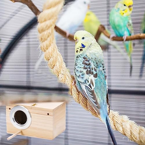 Hiceeden 2 Pack Parakeet Nest Box, Natural Wood Bird Nesting Box, Small Bird House Breeding Box for Budgie Lovebirds, Cockatiel, Parrots Mating, Aviary, 7.7×4.7×4.7 Inches