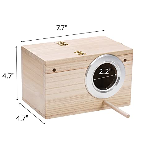 Hiceeden 2 Pack Parakeet Nest Box, Natural Wood Bird Nesting Box, Small Bird House Breeding Box for Budgie Lovebirds, Cockatiel, Parrots Mating, Aviary, 7.7×4.7×4.7 Inches