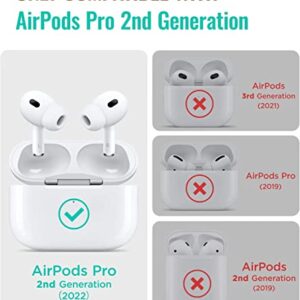for Airpods Pro 2nd Generation Case Cover 2022, Luxury Full-Body Leather Skin Cover Shock-Absorbing Protective Case with Lanyard for Airpods Pro 2, Front LED Visible