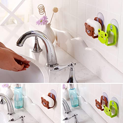 Sponge Holder for Kitchen Cute Adhesive Kitchen Sink Caddy, Plastic Sink Sponge Rack Kawaii Cartoon Kitchen Dish Sponge Hooks Organizer Suitable for Kitchen Accessories, Save Sink Space (4 Pack)