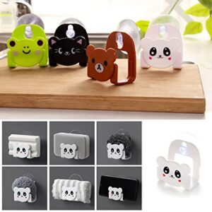 Sponge Holder for Kitchen Cute Adhesive Kitchen Sink Caddy, Plastic Sink Sponge Rack Kawaii Cartoon Kitchen Dish Sponge Hooks Organizer Suitable for Kitchen Accessories, Save Sink Space (4 Pack)