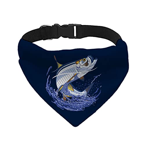 Tarpon Pet Bandana Collar - Fish Scarf Collar - Graphic Dog Bandana - L