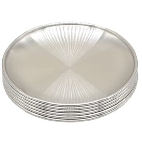 6 pcs 5.5 inch circular trinket tray, gold stainless steel, for serving trays towel storage dish plate tea fruit trays cosmetics jewelry plate decorative storage tray (5.5 inch, silver)