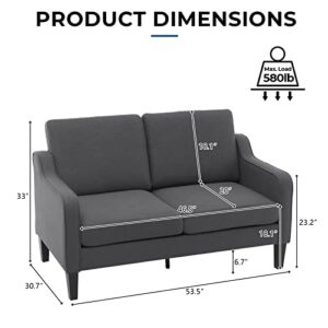 VINGLI 53" Loveseat,Mid-Century Modern Love Seat,Small Sofa Couch for Small Space for Living Room,Bedroom,Apartment,Studio,Grey