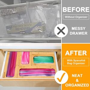 ZETOPI Ziplock Bag Organizer For Drawer - Premium Bamboo Ziplock Storage Bag Organizer - Ziploc Bag Holder for Gallon, Quart, Sandwich, Snack bags - Compatible with Ziploc, Solimo, Glad, Hefty & More