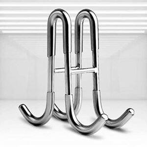 Maxfacilis Shower Door Hooks 2 Packs 304 Stainless Steel, Two Side Bathroom Frameless Door Hooks, for Robe, Towel, Squeegee, Loofah, Bathing Suits, Shaver-Silver（Two Side）