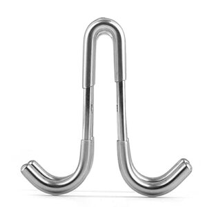 Maxfacilis Shower Door Hooks 2 Packs 304 Stainless Steel, Two Side Bathroom Frameless Door Hooks, for Robe, Towel, Squeegee, Loofah, Bathing Suits, Shaver-Silver（Two Side）