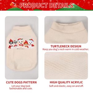 balancepaw Bulldog Christmas Costumes, 3 Pcs Pet Santa Hat Scarf Sweater, Warm Cat Dog Christmas Sweaters, Dog Winter Clothes Knitted Sweater (XL,Beige)