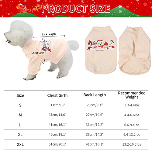 balancepaw Bulldog Christmas Costumes, 3 Pcs Pet Santa Hat Scarf Sweater, Warm Cat Dog Christmas Sweaters, Dog Winter Clothes Knitted Sweater (XL,Beige)