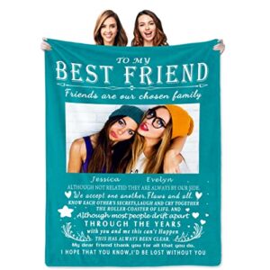 lcyawer custom funny best friend blanket with photos, personalized bestie blanket gifts for women, birthday gifts for female friends, unique long distance friendship presents