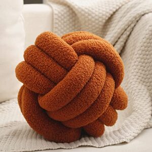 vdoioe knot ball pillow, sherpa home decorative plush pillow soft round throw pillow, knotted pillow for bed couch sofa