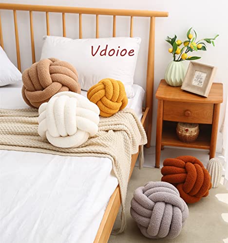 Vdoioe Knot Ball Pillow, Sherpa Home Decorative Plush Pillow Soft Round Throw Pillow, Knotted Pillow for Bed Couch Sofa