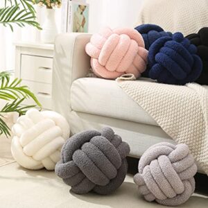 Vdoioe Knot Ball Pillow, Sherpa Home Decorative Plush Pillow Soft Round Throw Pillow, Knotted Pillow for Bed Couch Sofa