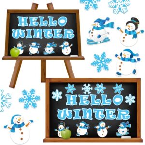 54 Pieces Hello Winter Mini Cut-Outs with 100 Glue Point Dots Assorted Snowman Snowflakes Cartoon Accents Cutouts for Bulletin Board Classroom Decoration School Home Holiday Christmas Winter Party