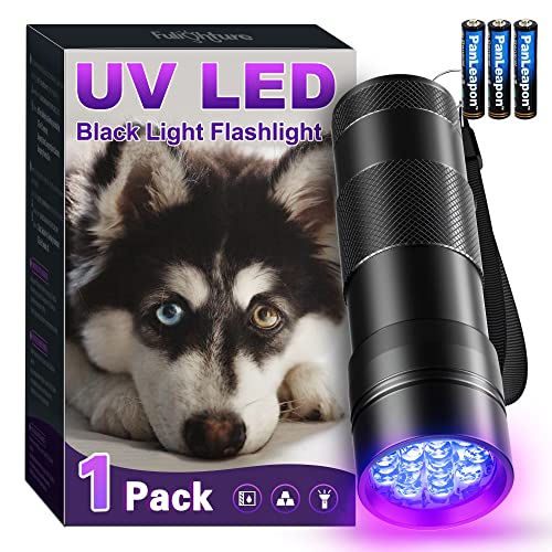 Fulighture Black Light Flashlight Mini, Small UV Black Light for Pet, Urine Detection for Dog Cat, Portable Ultraviolet Blacklight Flashlights 395nm, Resin Curing, Bed Bug, AAA Batteries Included