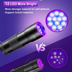 Fulighture Black Light Flashlight Mini, Small UV Black Light for Pet, Urine Detection for Dog Cat, Portable Ultraviolet Blacklight Flashlights 395nm, Resin Curing, Bed Bug, AAA Batteries Included