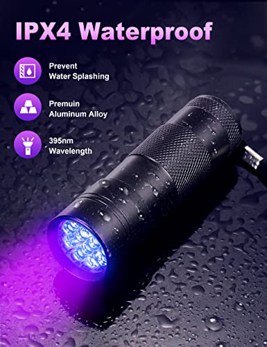 Fulighture Black Light Flashlight Mini, Small UV Black Light for Pet, Urine Detection for Dog Cat, Portable Ultraviolet Blacklight Flashlights 395nm, Resin Curing, Bed Bug, AAA Batteries Included