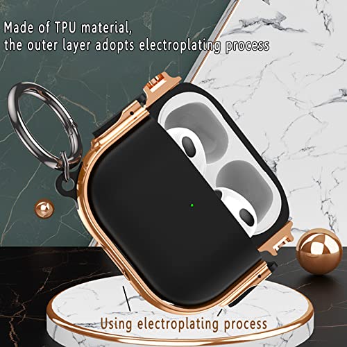 for Airpods Pro 2nd Case，Cover for airpod Pro2 TPU Material，with Electroplating Process，Shock-Proof and Drop-Proof Cover for Air pods Pro2 (Golden+Black)