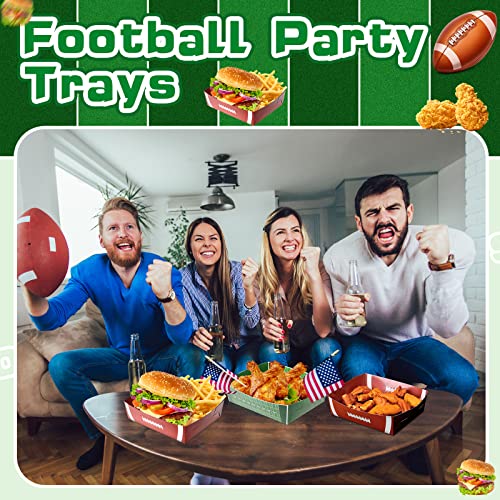 Sawysine 36 Pack Football Party Favors 5 lb Paper Food Trays Large Boats Disposable Serving Tray Snack for Food, Condiment, Carnivals, Birthday, Decorations (Football)