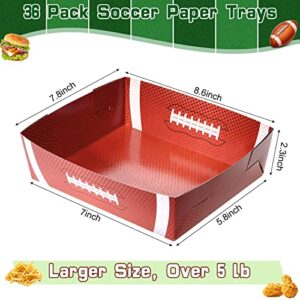 Sawysine 36 Pack Football Party Favors 5 lb Paper Food Trays Large Boats Disposable Serving Tray Snack for Food, Condiment, Carnivals, Birthday, Decorations (Football)