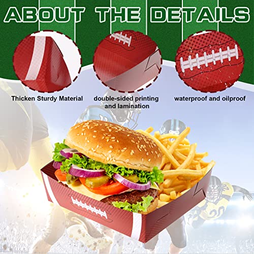 Sawysine 36 Pack Football Party Favors 5 lb Paper Food Trays Large Boats Disposable Serving Tray Snack for Food, Condiment, Carnivals, Birthday, Decorations (Football)