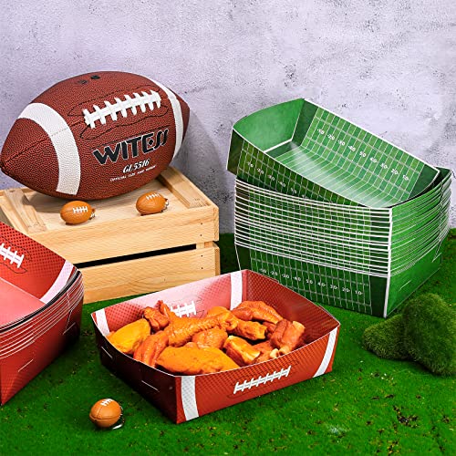 Sawysine 36 Pack Football Party Favors 5 lb Paper Food Trays Large Boats Disposable Serving Tray Snack for Food, Condiment, Carnivals, Birthday, Decorations (Football)